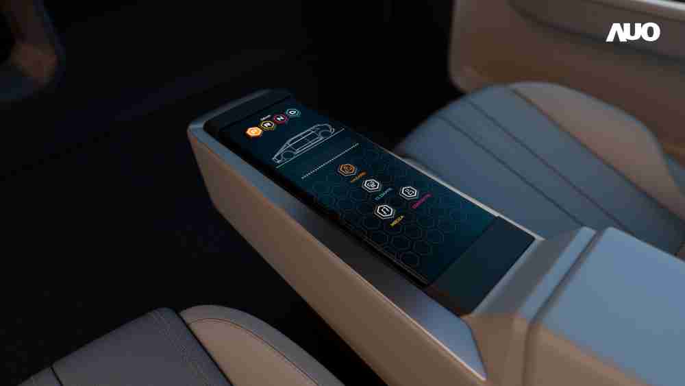 龙门国际以人性化设计打造多变形态中控显示(Morphing Center Control)，，，不使用时仅平面显示信息，，，，进行操作时，，显示器则会动态隆起，，转变成3D实体按钮，，并有触觉回馈，，，，展示人机互动新体验